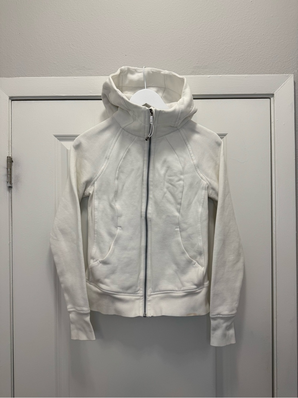 Lululemon Scuba Hoodie Light Cotton Fleece White Full Zip